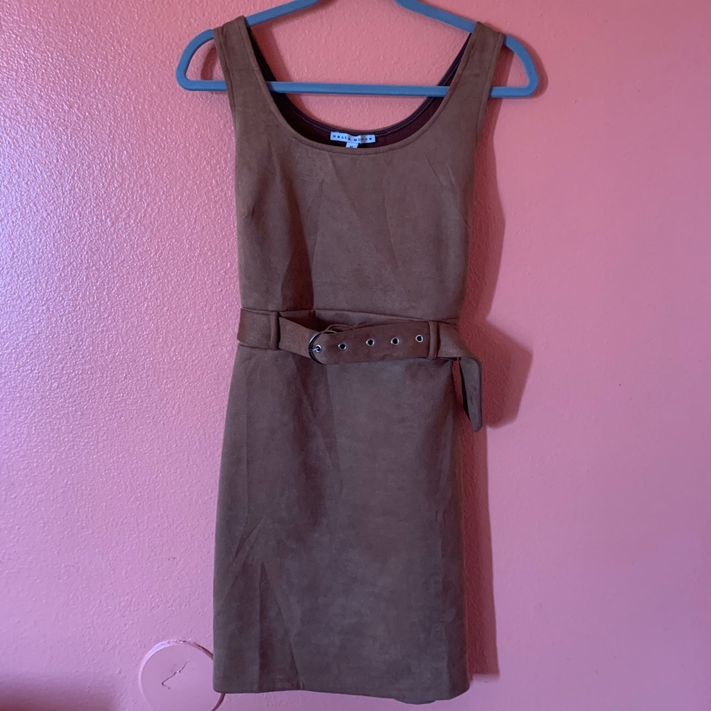 Tan mini dress faux suede